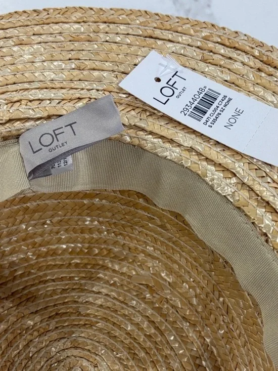 LOFT Tan Straw Hat with Black Ribbon Band - Picture 3 of 4